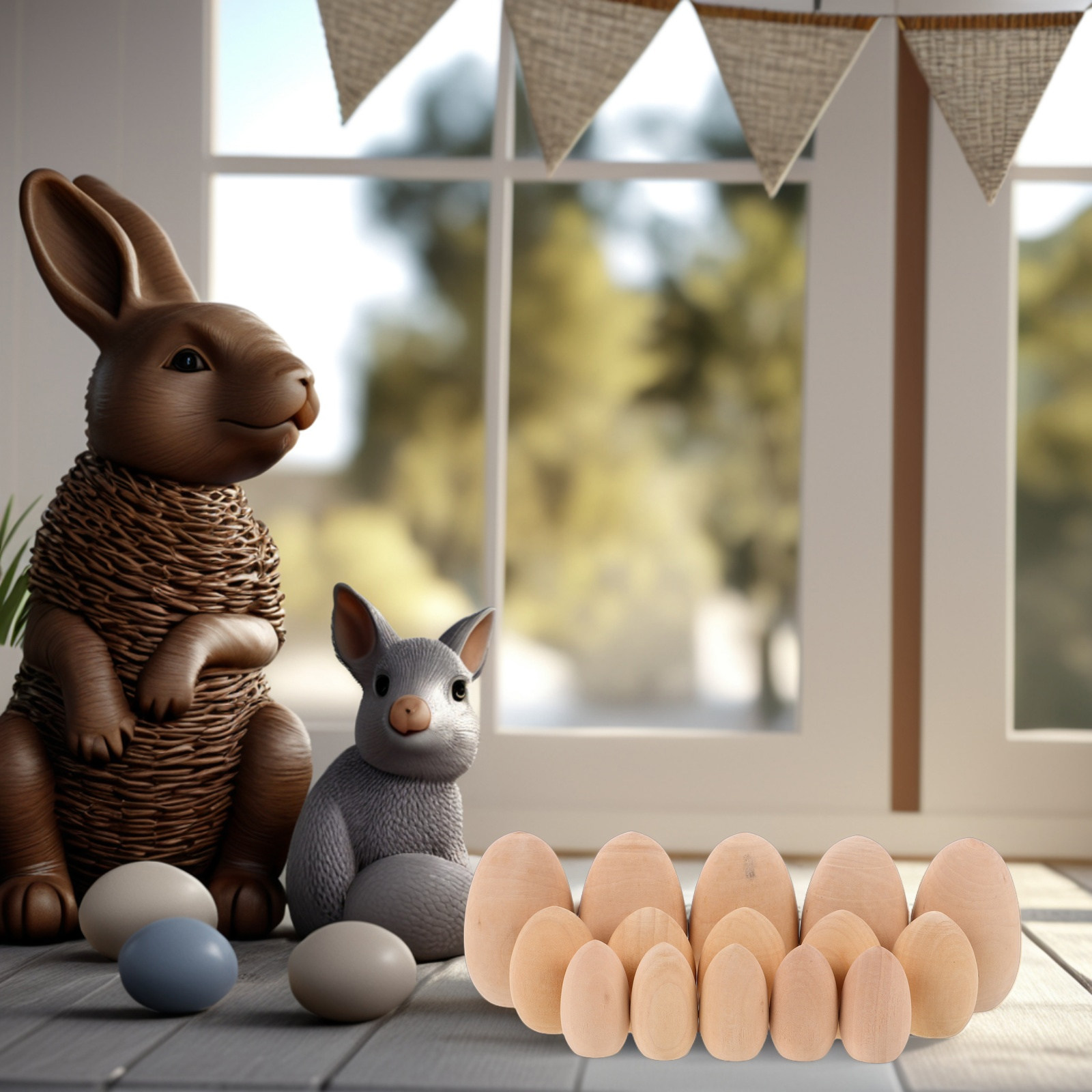 Art Craft Toddlers - 15 uova di legno per Pasqua,